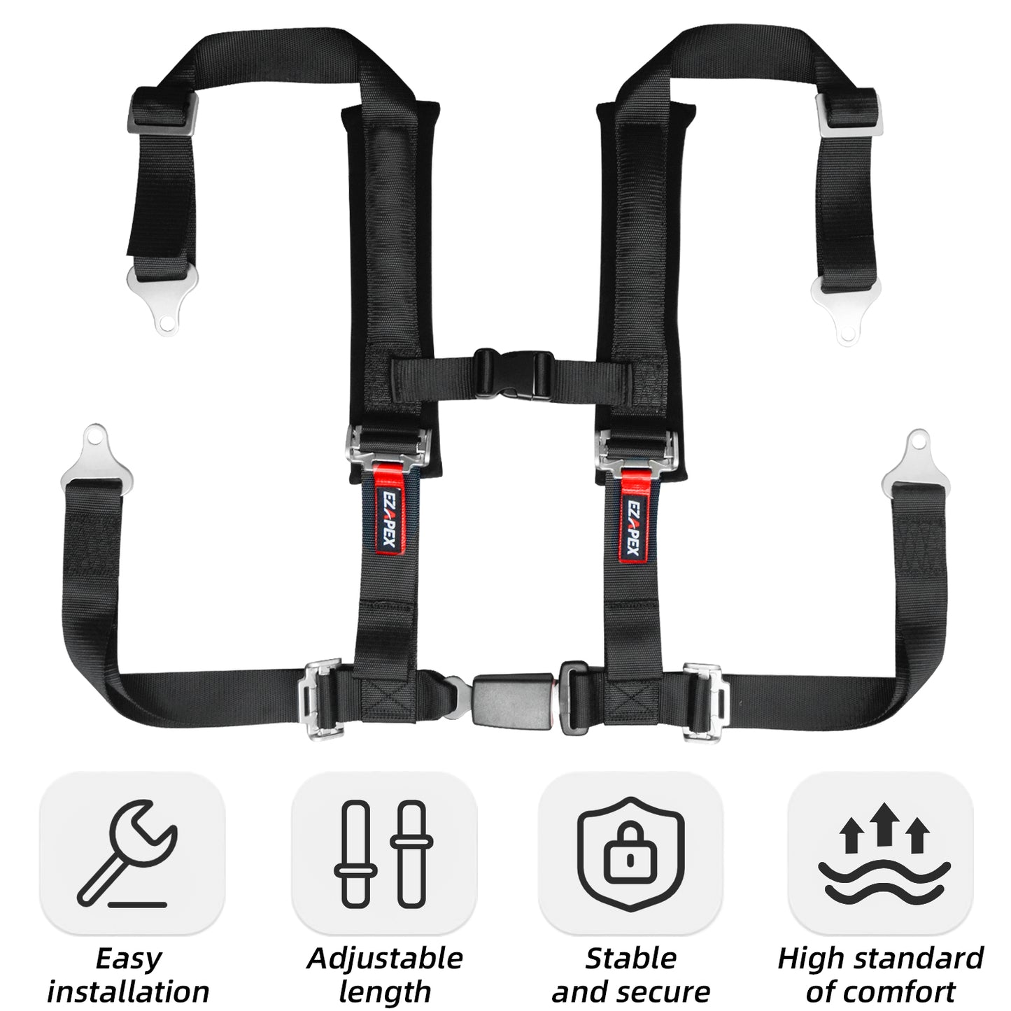 4 Point Harness Plastic Buckle Black Pack of 1