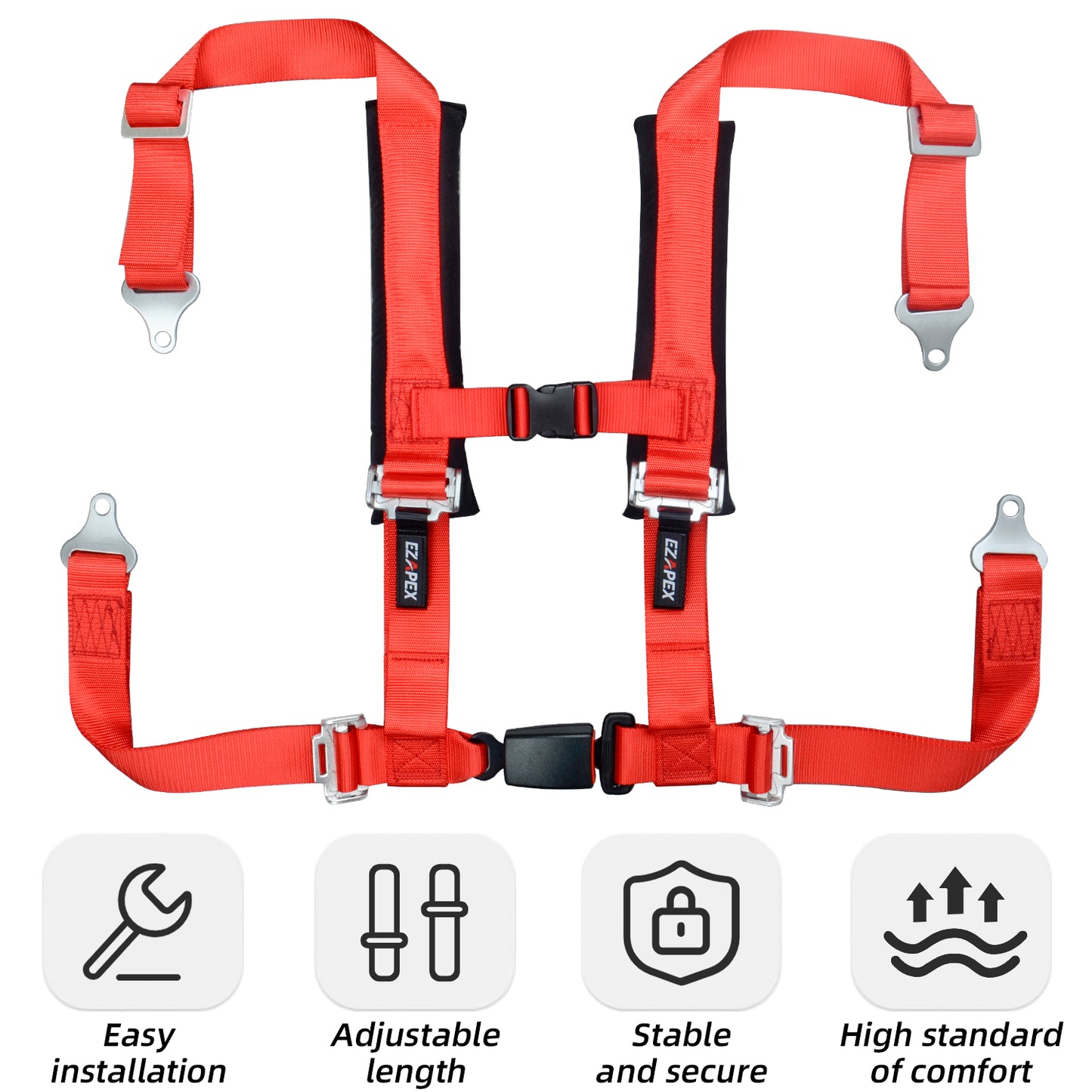 4 Point Harness Plastic Buckle Red Pack of 2