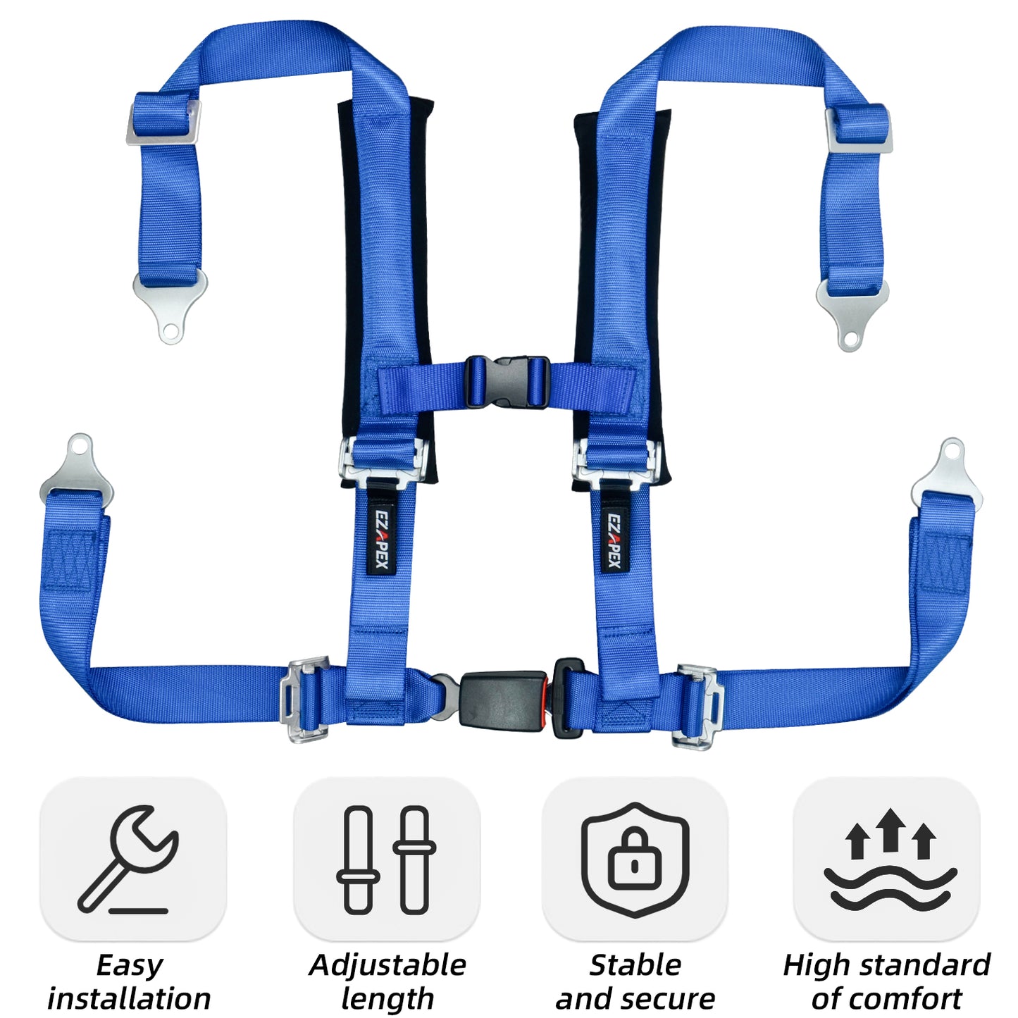 4 Point Harness Plastic Buckle Blue Pack of 2