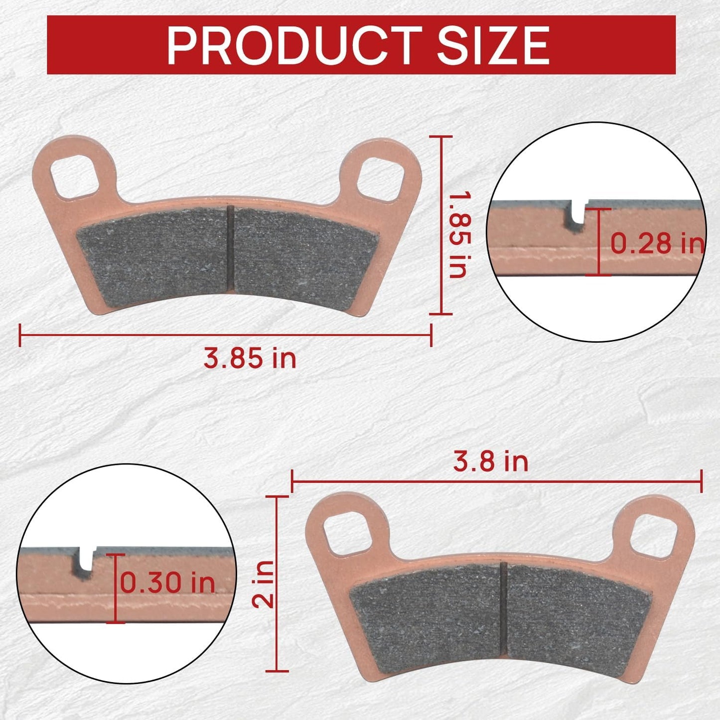 Brake Pads Front and Rear Compatible with Polaris RZR S 900 2015-2020 1000 PS EU Tractor Zug 2017-2020 4 Sets Sintered Copper OE 2206025