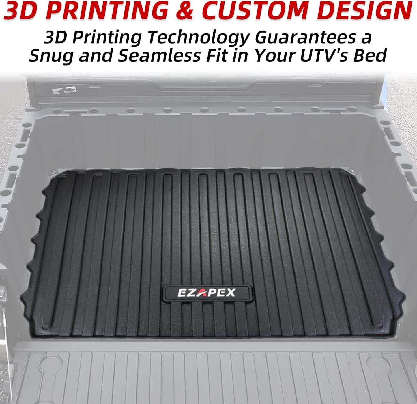 Bed Mat Liner Compatible with Polaris Ranger 1000 Crew 1000 Crew XP 1000 XP Kinetic 2018-2025 All Weather Rear Cargo Mats TPE Accessories