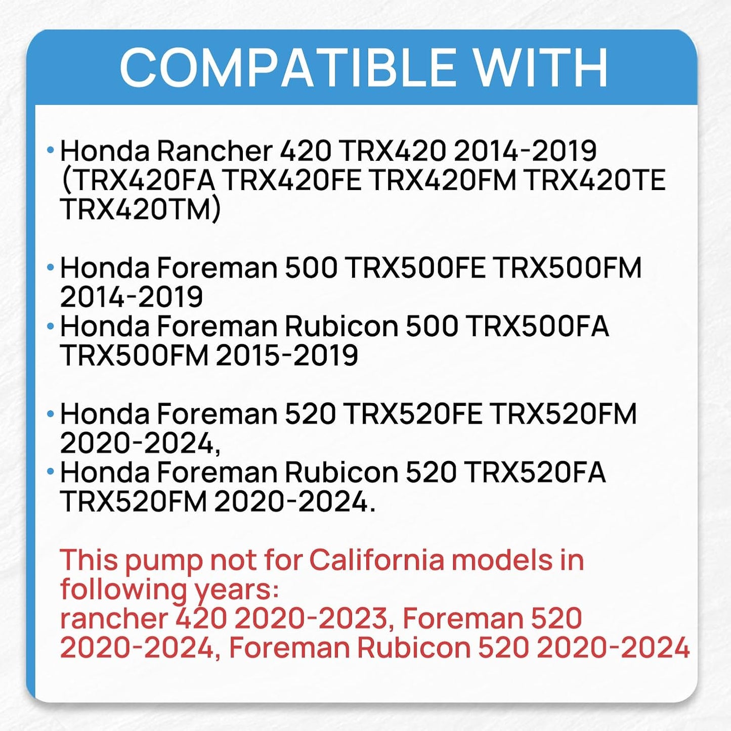 16700-HR3-A21 Upgraded Fuel Pump Assembly Compatible with Honda TRX 500 2014-2019,Honda TRX420 2014-2021