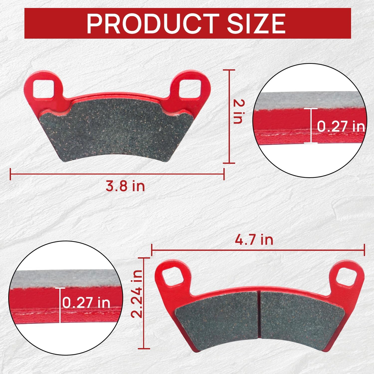 Upgraded Polaris Brake Pads Front and Rear Compatible With 2012-2018 Ranger XP 900, 2008-2013 500 700 800, 2014-2017 Diesel, 2010-2015 EV - 4 Sets Ceramic