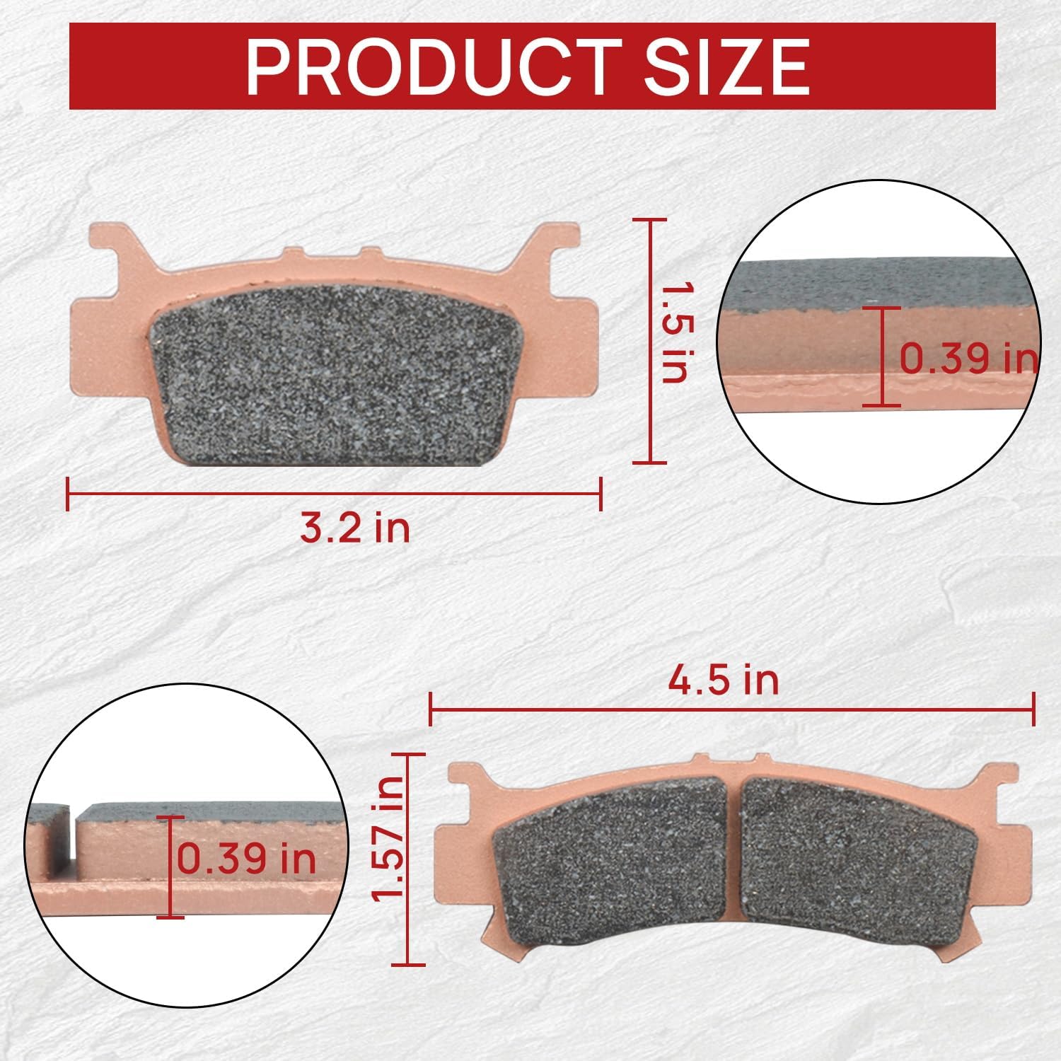 Brake Pad Front and Rear Compatible with 2016-2023 Honda Pioneer 1000&1000-5 2019-2023 Talon1000R&1000X Sintered Copper 4 Sets 06451-HL4-A01