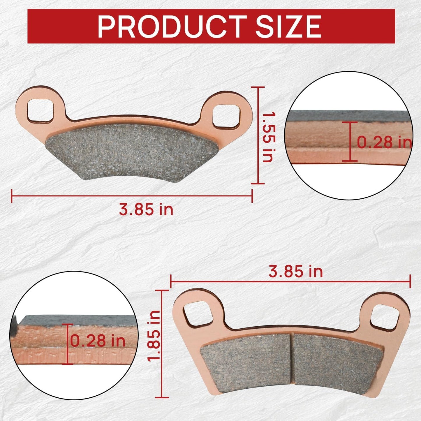 Brake Pads Front and Rear Compatible with Polaris RZR 800 2008-2014 800 EPS 2010-2014 570 EPS 2013-2015 4 Sets Sintered Copper FA456 FA159
