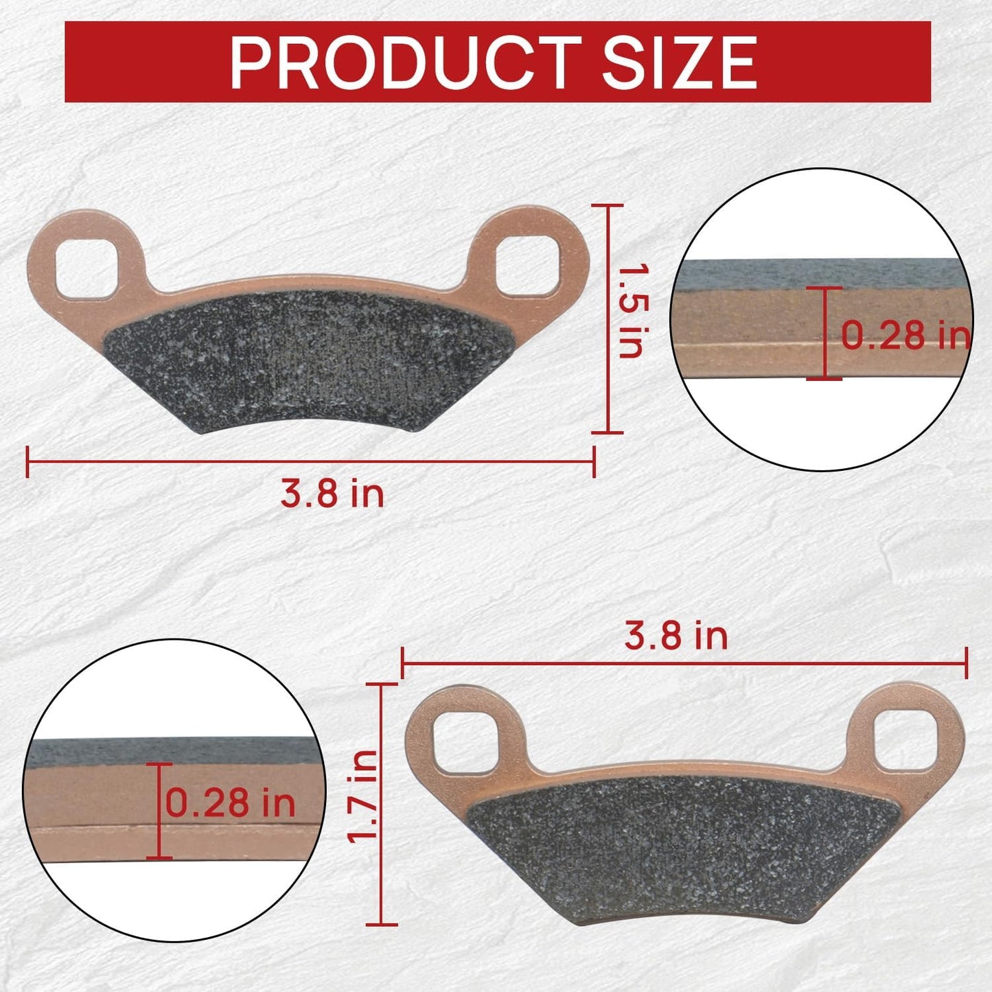 Brake Pads EZAPEX Front and Rear Compatible with Polaris Sportsman 570 500 450 400 800 2009-2020 Touring 570 2017-2024 3 Sets Sintered Copper FA475 FA159
