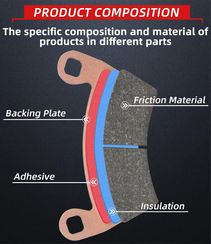 Upgraded Brake Pads Compatible with Polaris SxS RZR Turbo 2016-2021 4 Sets Sintered Copper FA452 FA680 OE 2206231 2208162 Front and Rear