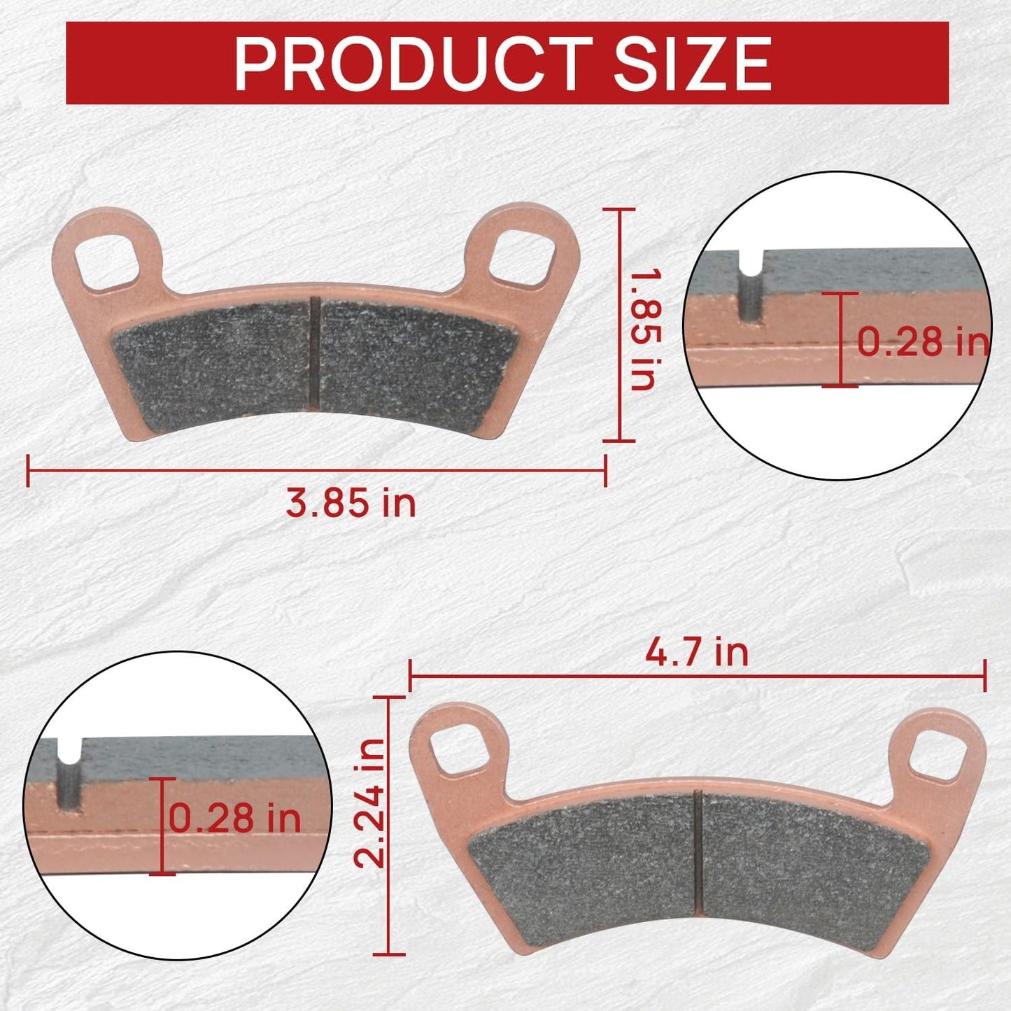 Upgraded Brake Pads Front and Rear Compatible with Polaris Ranger XP 1000 2018-2023 General 1000 EPS 2016-2023 Ranger Crew XP 1000 RZR 4 900 S4 1000 4 Sets Sintered Copper OE 2205949