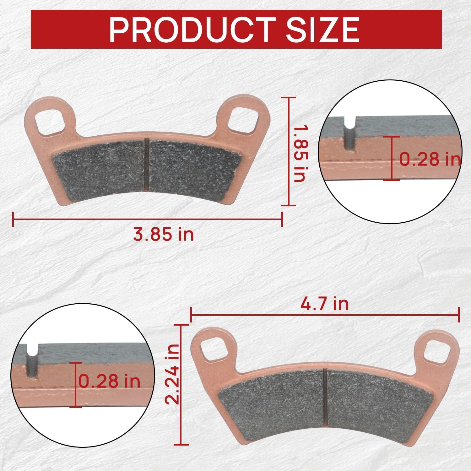 Upgraded Brake Pads Front and Rear Compatible with Polaris Ranger XP 1000 2018-2023 General 1000 EPS 2016-2023 Ranger Crew XP 1000 RZR 4 900 S4 1000 4 Sets Sintered Copper OE 2205949