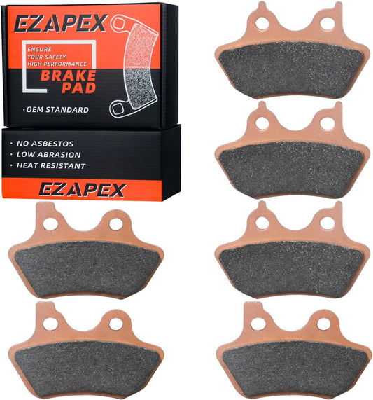 Brake Pads Front and Rear Compatible with 2000-2007 Harley Davidson Electra Glide Ultra Classic Road King Fatboy Heritage Softail Night Train Sintered Copper 3 sets FA400