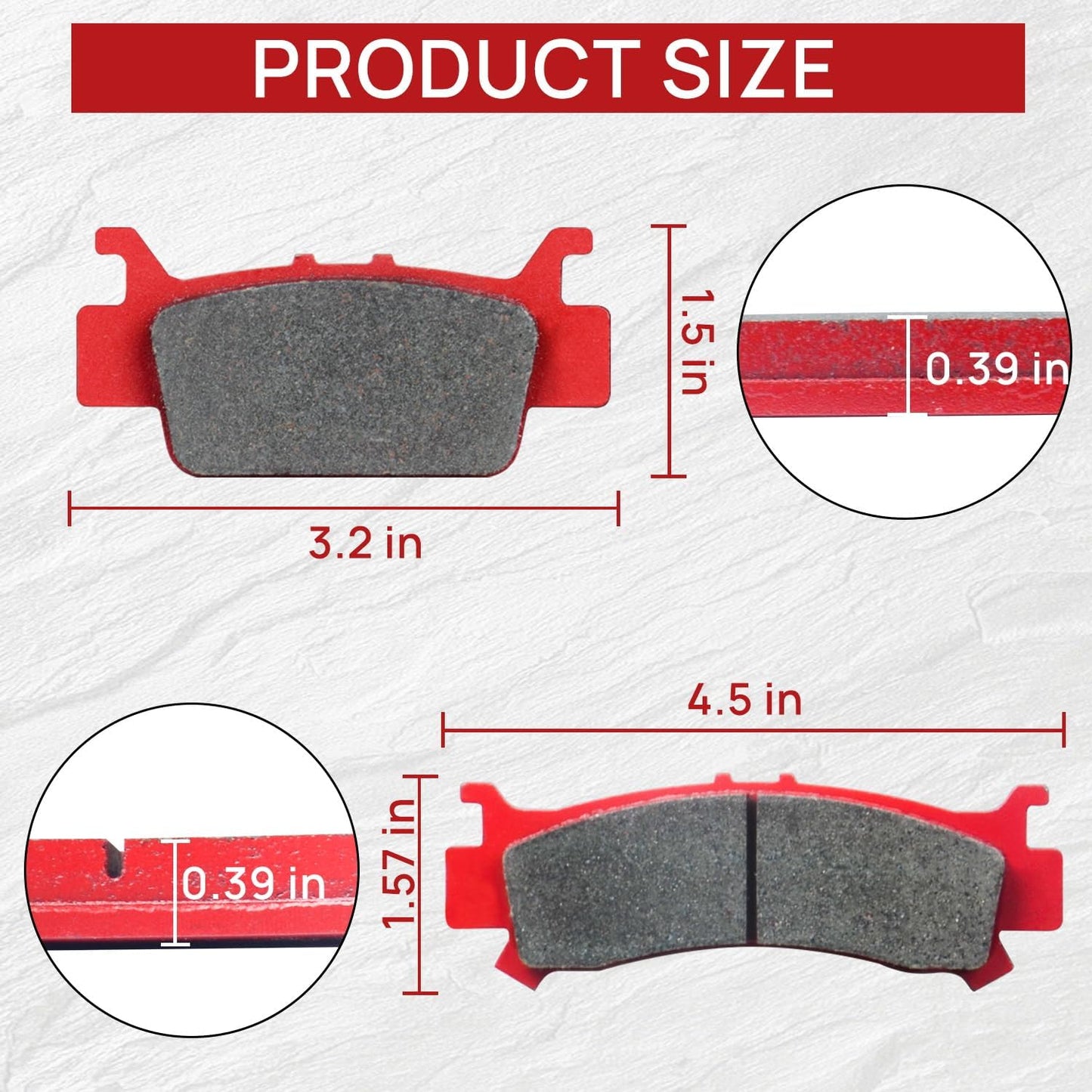 Brake Pad Front and Rear Compatible with 2016-2023 Honda Pioneer 1000&1000-5 2019-2023 Talon1000R&1000X Ceramic 4 Sets 06451-HL4-A01