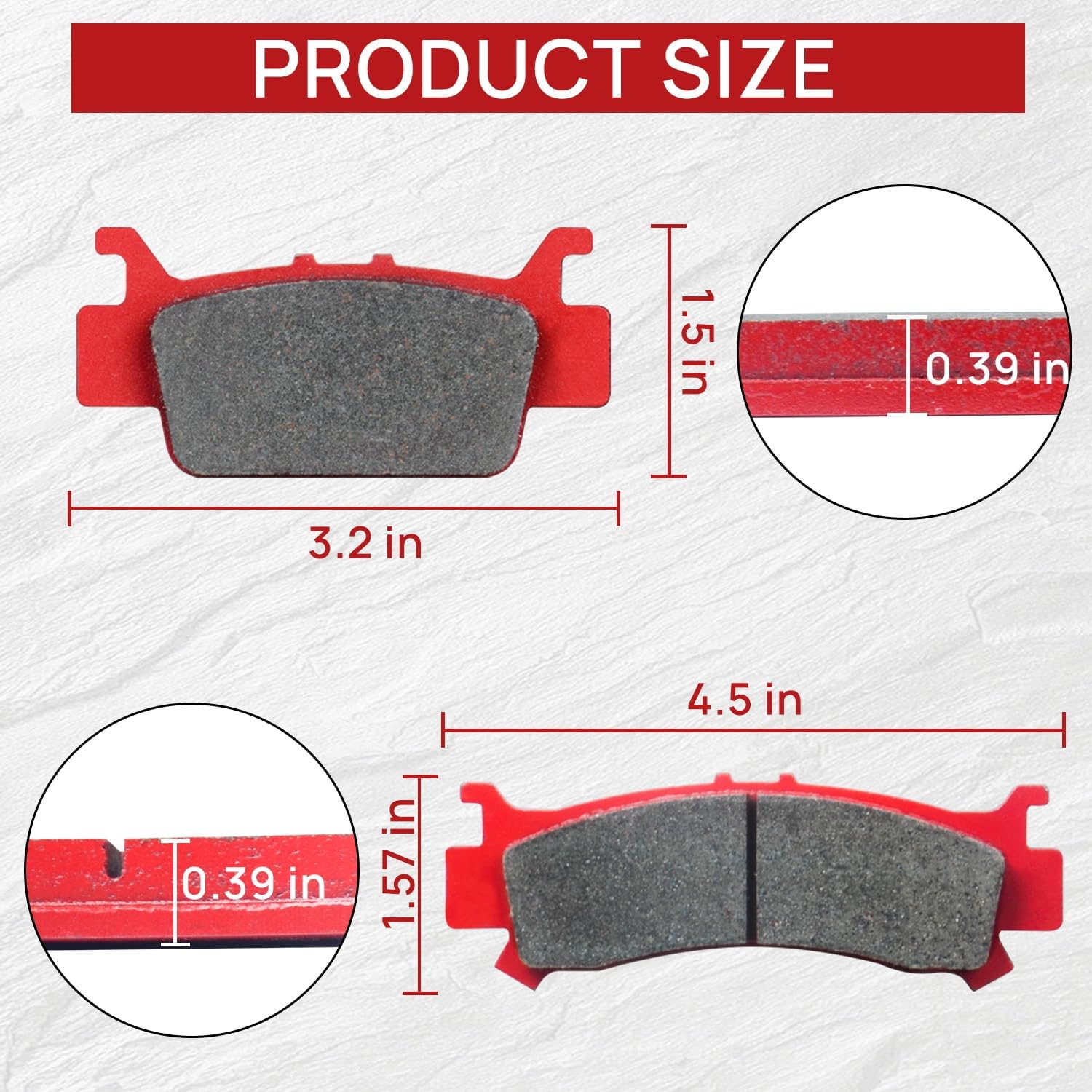 Brake Pad Front and Rear Compatible with 2016-2023 Honda Pioneer 1000&1000-5 2019-2023 Talon1000R&1000X Ceramic 4 Sets 06451-HL4-A01