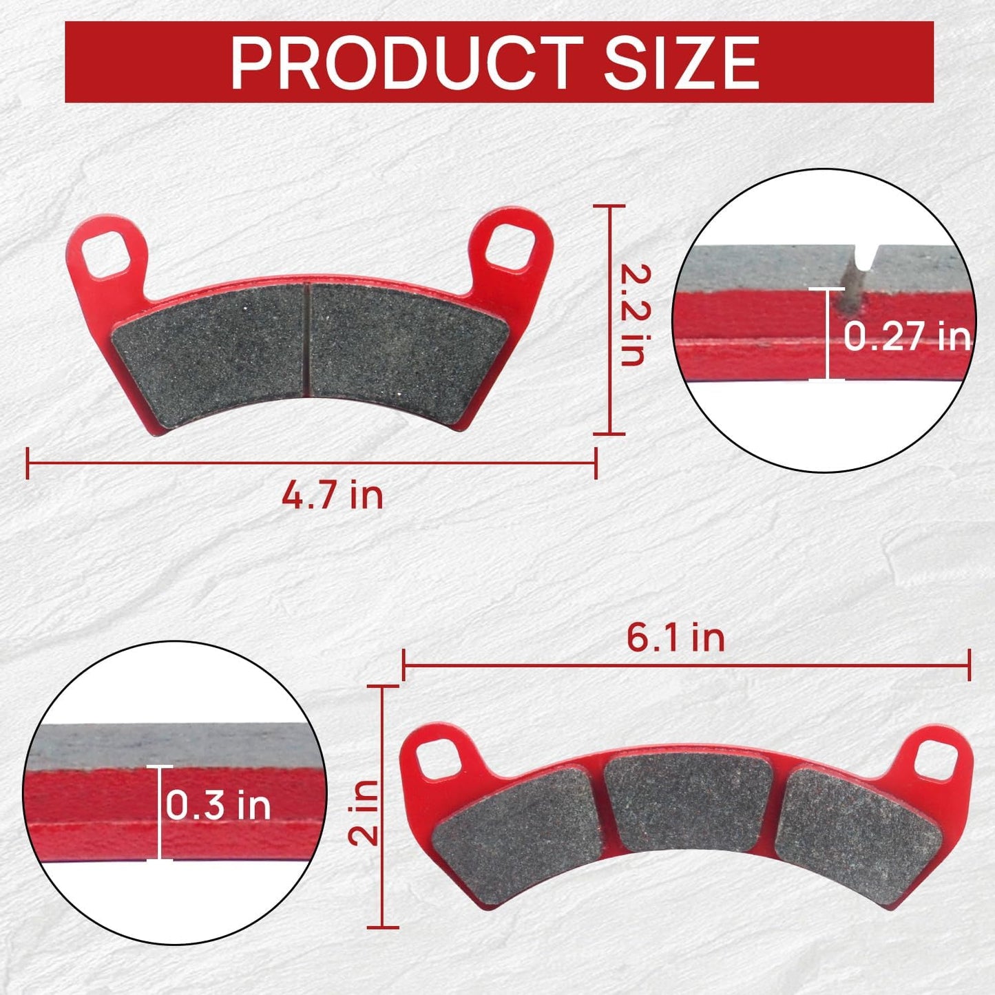 Upgraded Brake Pads Compatible with Polaris SxS RZR Turbo 2016-2021 4 Sets Ceramic FA452 FA680 OE 2206231 2208162 Front and Rear