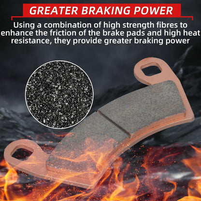 Upgraded Brake Pads Compatible with Polaris SxS RZR Turbo 2016-2021 4 Sets Sintered Copper FA452 FA680 OE 2206231 2208162 Front and Rear