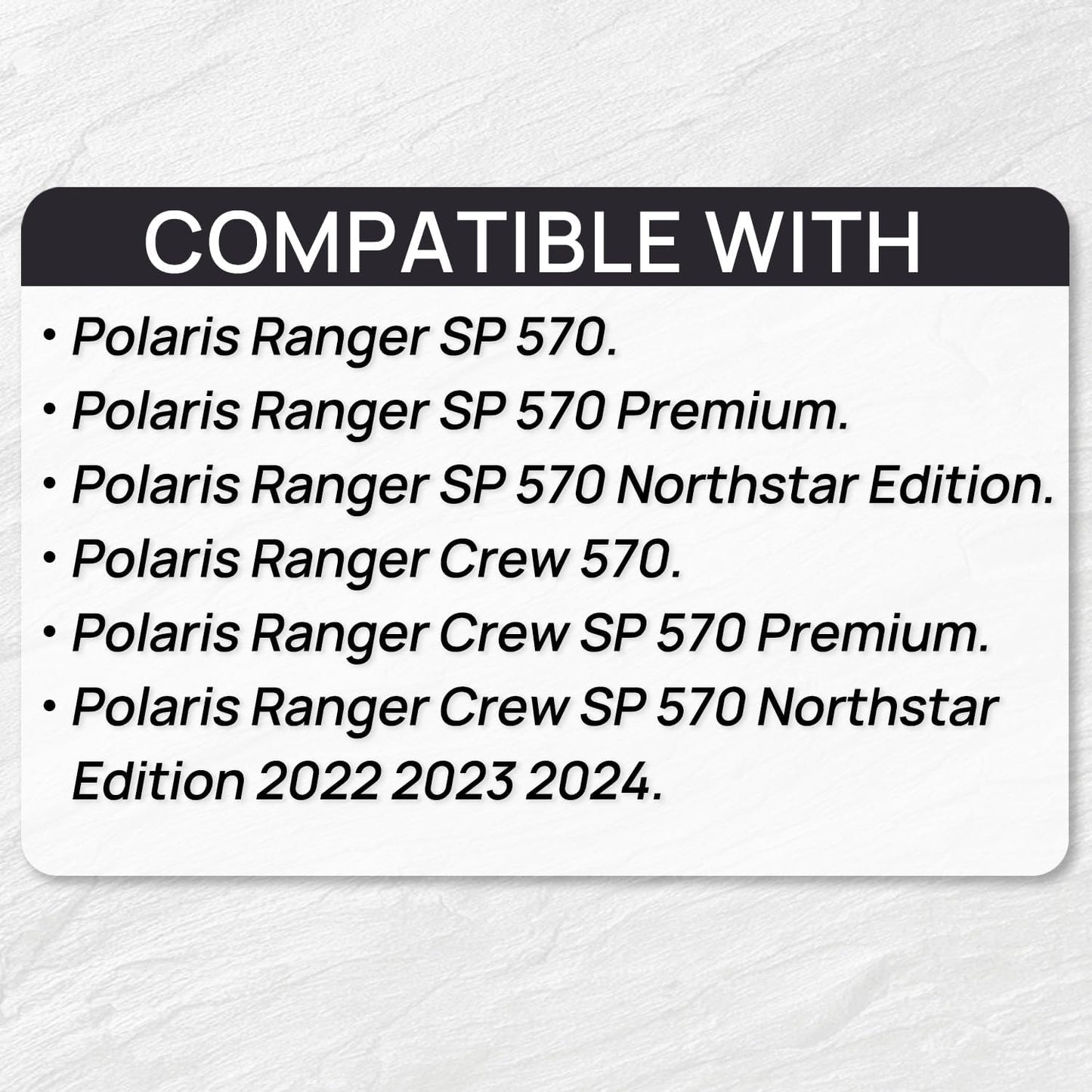 Bed Mat Liner Compatible with Polaris Ranger Crew SP 570 Ranger SP 570 2022 2023 2024 2025 TPE All Weather Protector Rear Cargo Box Liner Accessories