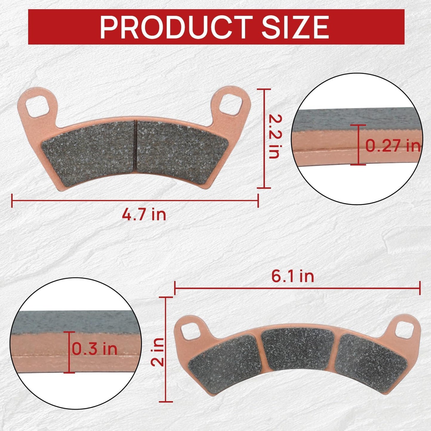 Upgraded Brake Pads Compatible with Polaris SxS RZR Turbo 2016-2021 4 Sets Sintered Copper FA452 FA680 OE 2206231 2208162 Front and Rear