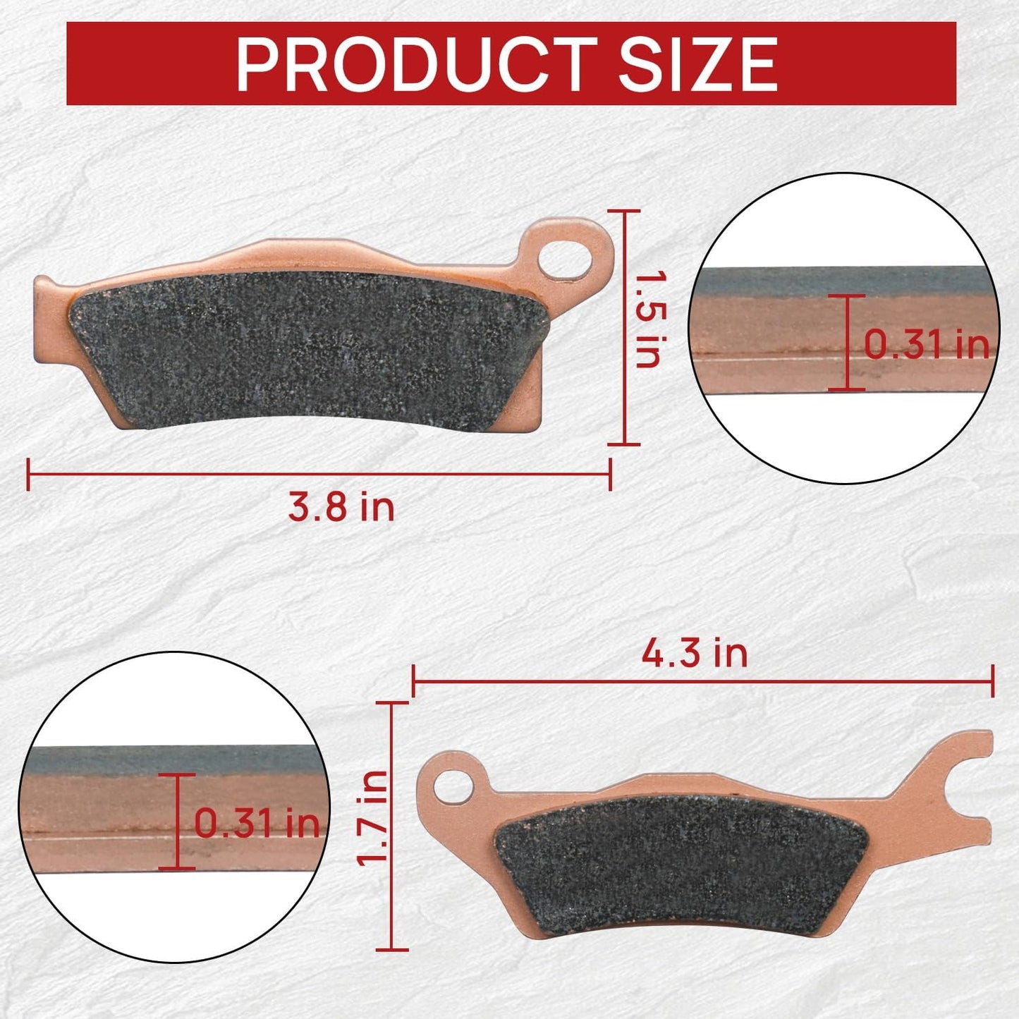 Brake Pads Front and Rear Compatible with Can-Am Outlander 450 500 570 650 800R 850 1000 EFI XT XT-P XMR DPS Max XT/XT-P/XMR/DPS Sintered Copper 3 sets 705601014