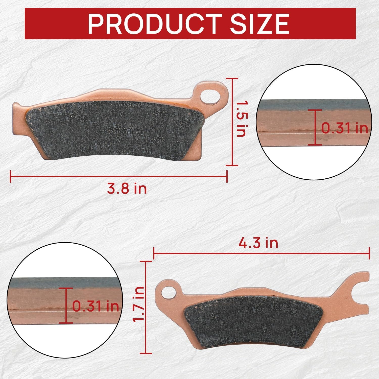 Brake Pads Front and Rear Compatible with Can-Am Outlander 450 500 570 650 800R 850 1000 EFI XT XT-P XMR DPS Max XT/XT-P/XMR/DPS Sintered Copper 3 sets 705601014