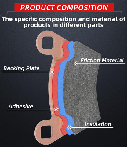Upgraded Brake Pads Front and Rear Compatible with 2012-2018 Polaris Ranger XP 900 2008-2013 Polaris Ranger 500 700 800 2014-2017 Ranger Diesel 2010-2015 Ranger EV 4 Sets Sintered Copper