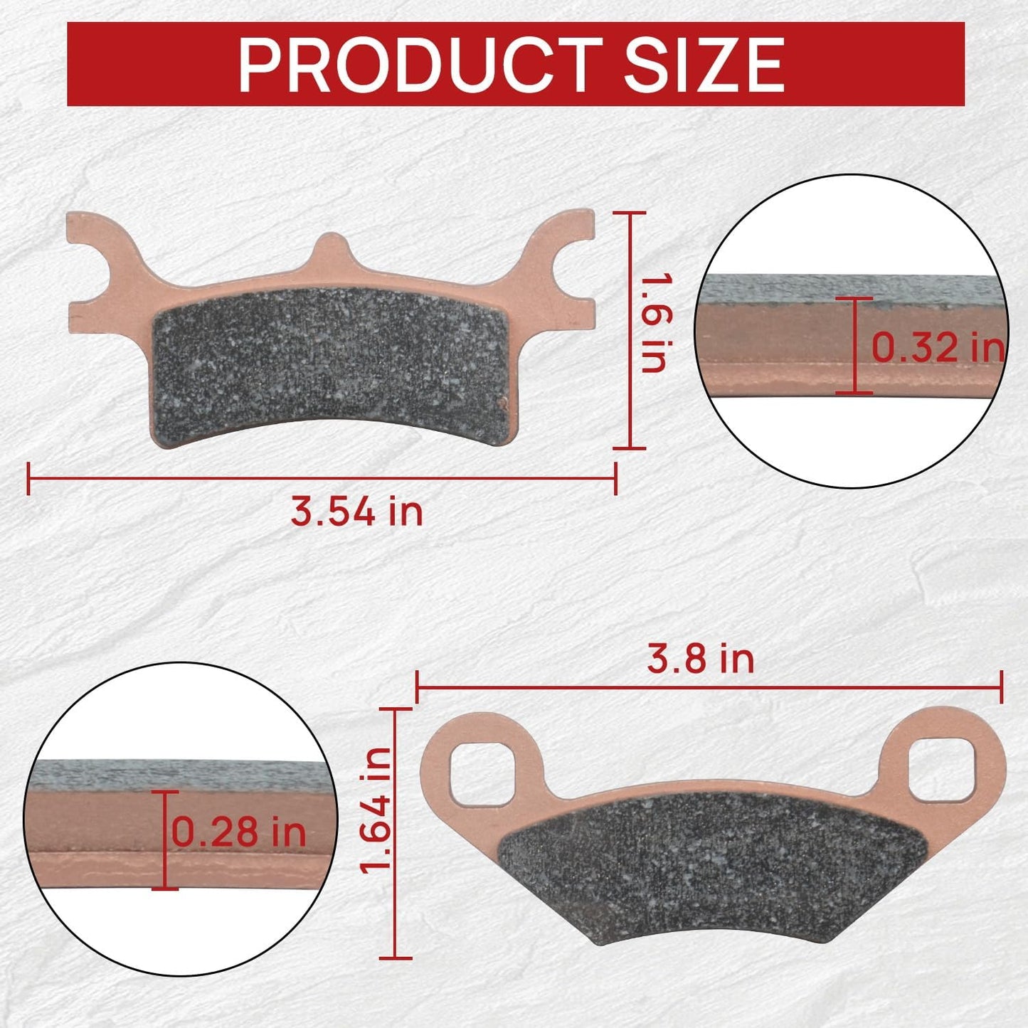Brake Pads Front and Rear Compatible with Polaris Sportsman 450 500 700 800 4x4 Scrambler 500 400 Trail Blazer 250 330 Magnum 330 500 Trail Boss 330 Xpedition 325 3 Sets Sintered Copper