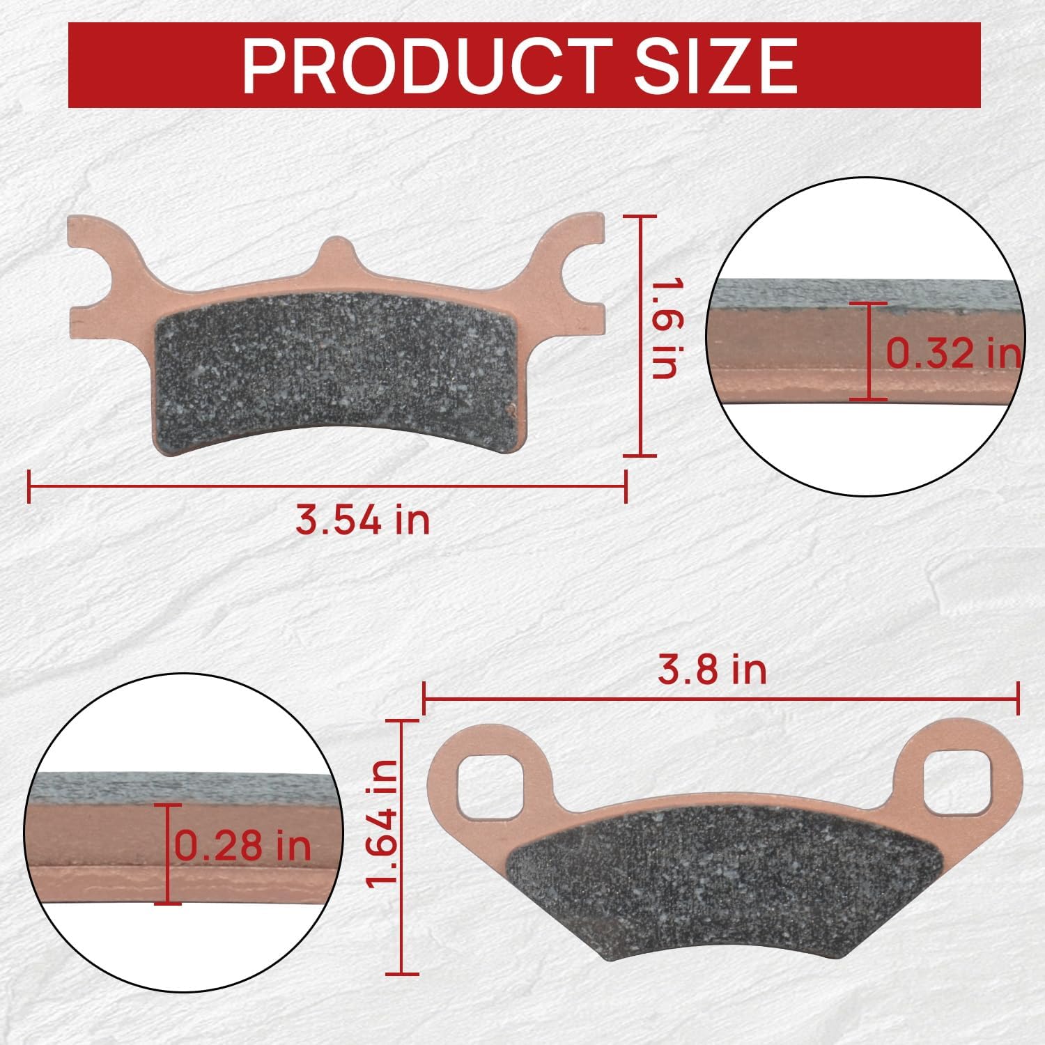Brake Pads Front and Rear Compatible with Polaris Sportsman 450 500 700 800 4x4 Scrambler 500 400 Trail Blazer 250 330 Magnum 330 500 Trail Boss 330 Xpedition 325 3 Sets Sintered Copper