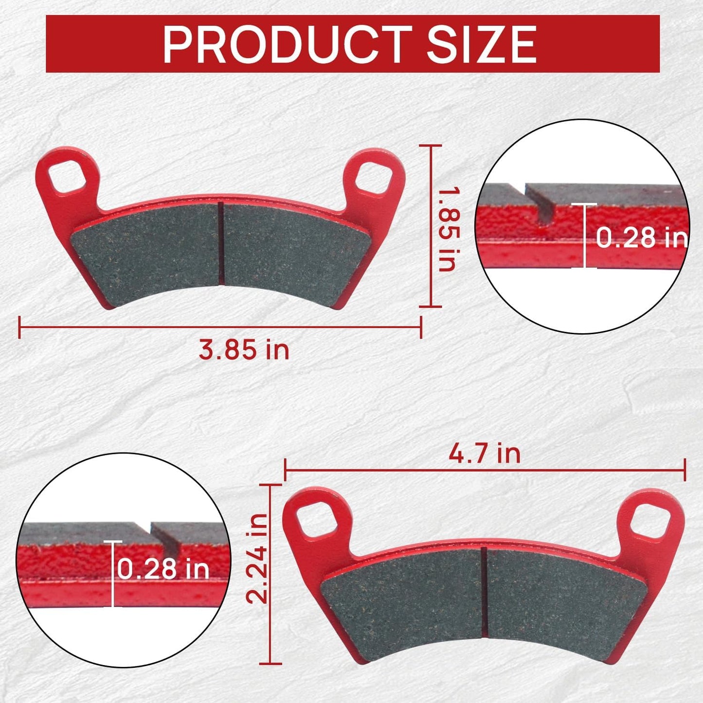 Upgraded Brake Pads Front and Rear Compatible with Polaris Ranger XP 1000 2018-2023 General 1000 EPS 2016-2023 Ranger Crew XP 1000 RZR 4 900 S4 1000 4 Sets Ceramic OE 2205949