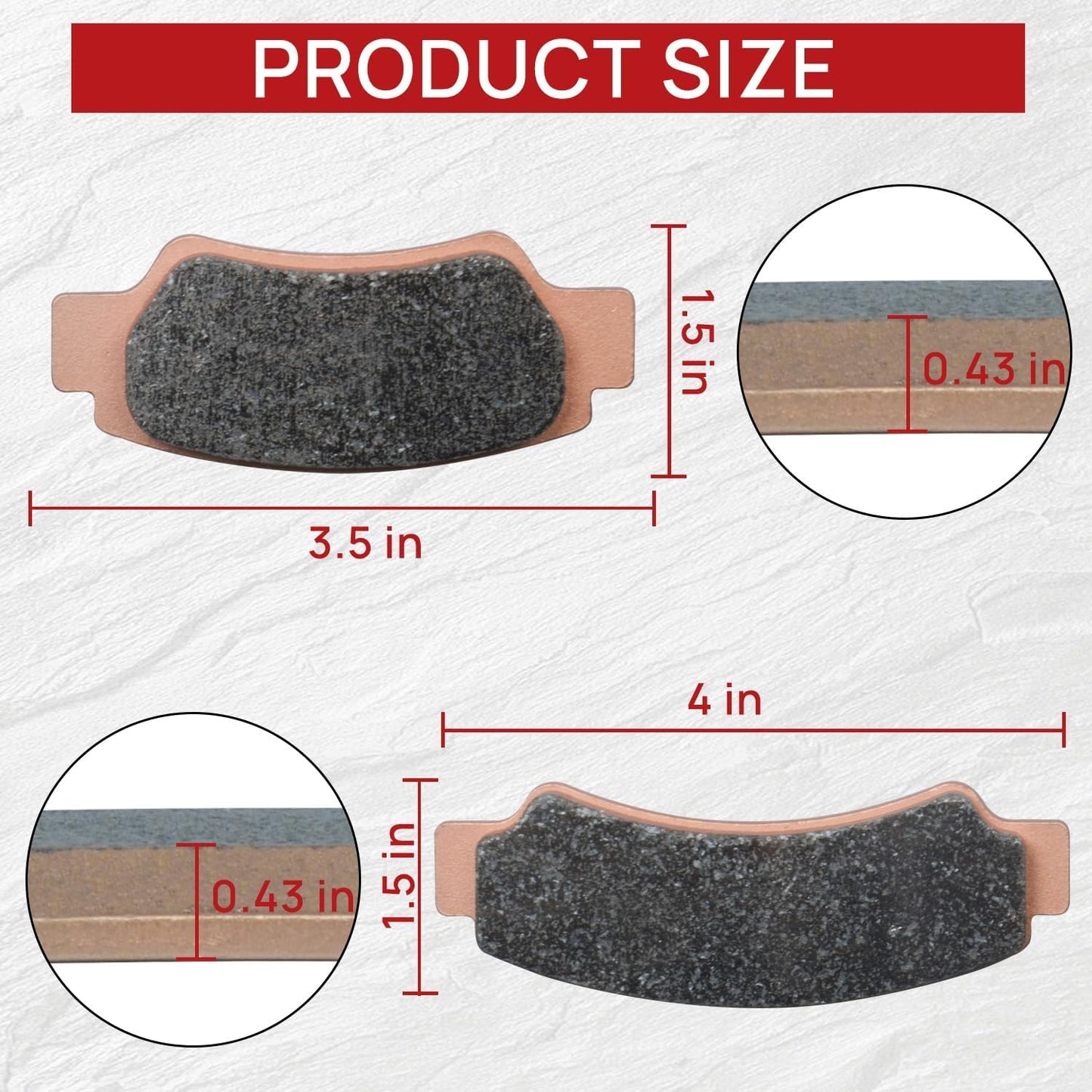 Brake Pad Front and Rear Compatible with Compatible with CF MOTO CFORCE 1000 2021-2024 CFORCE 800XC 2019-2024 CFORCE 600 2020-2024 Sintered Copper