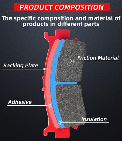 Brake Pad Front and Rear Compatible with 2016-2023 Honda Pioneer 1000&1000-5 2019-2023 Talon1000R&1000X Ceramic 4 Sets 06451-HL4-A01