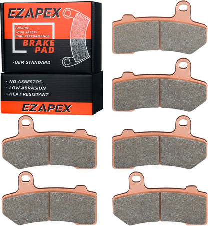 Brake Pads Front and Rear Compatible with Harley Davidson Road Glide 2008-2021 Street Glide 2008-2022 Ultra Classic Electra Glide Sintered Copper 3 sets 41854-08