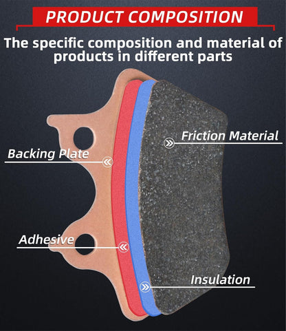 Brake Pads Front and Rear Compatible with 2000-2007 Harley Davidson Electra Glide Ultra Classic Road King Fatboy Heritage Softail Night Train Sintered Copper 3 sets FA400